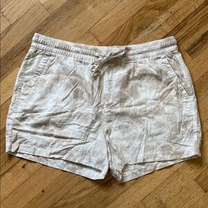 Old Navy Light Cream Tie-dye Drawstring Linen Blend Shorts